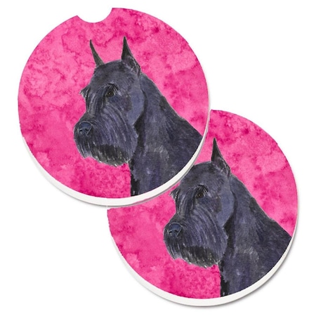 Carolines Treasures Pink Schnauzer Set of 2 Cup Holder Car Coaster SS4799-PKCARC